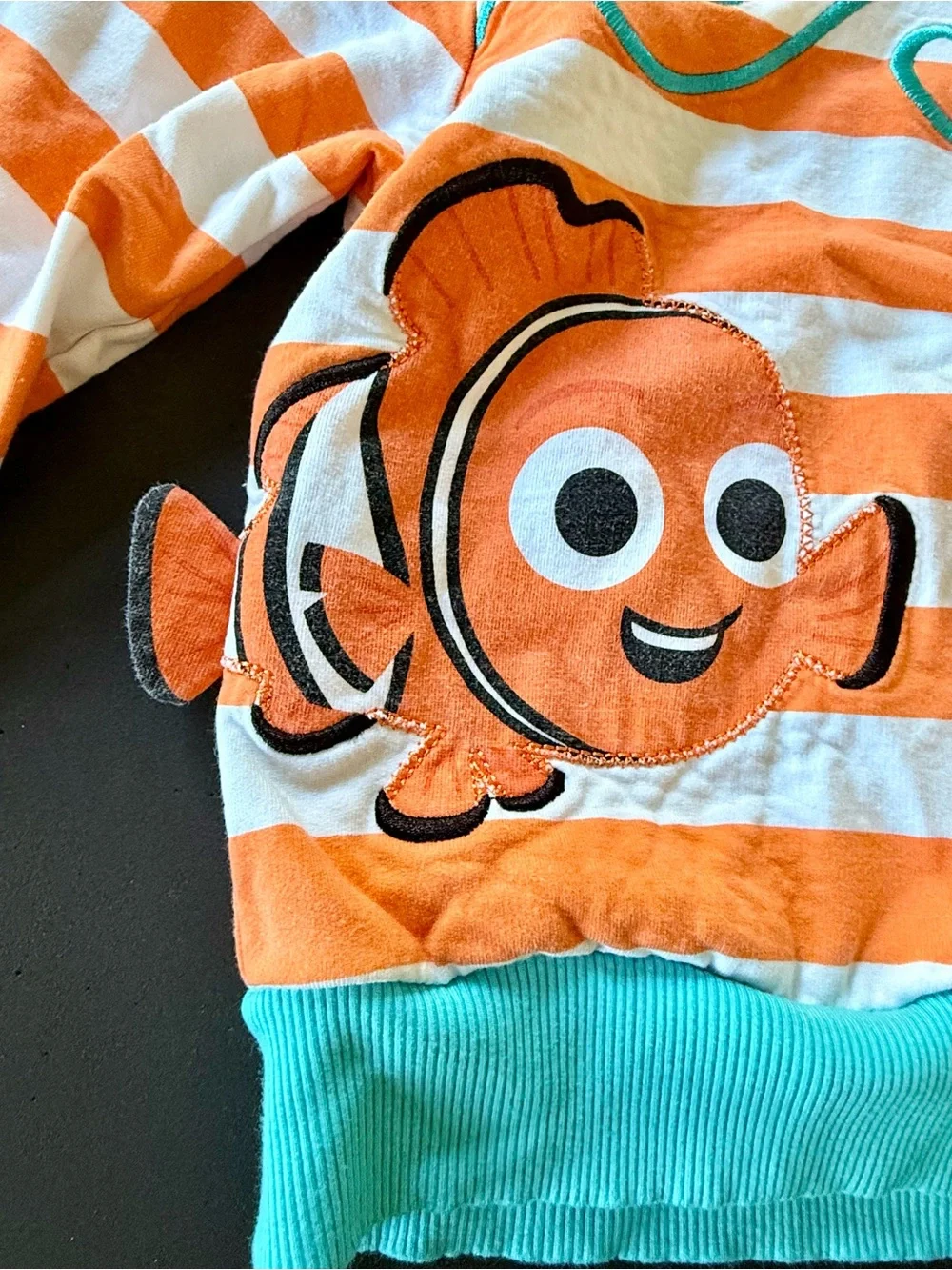 Orange & White Striped Kids Sweatshirt with Nemo - Picture 2 of 5